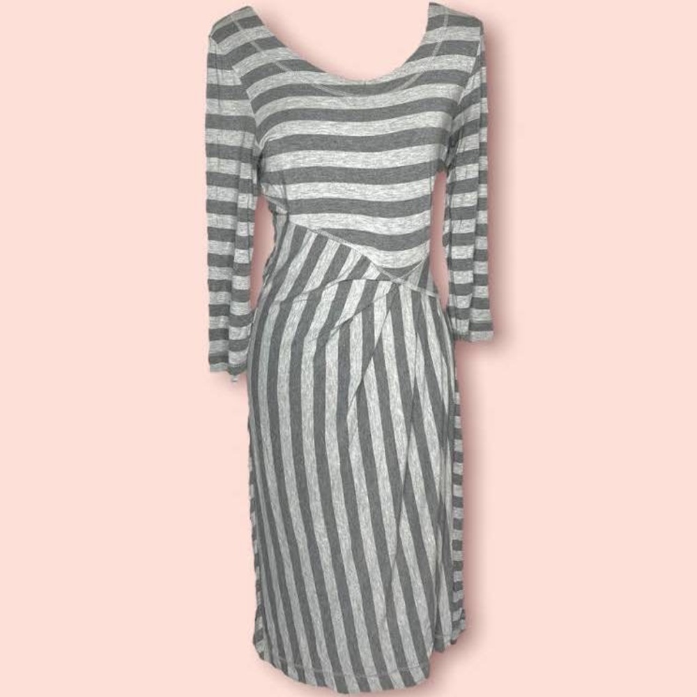 Athleta Striped Long Sleeve Midi Dress Medium